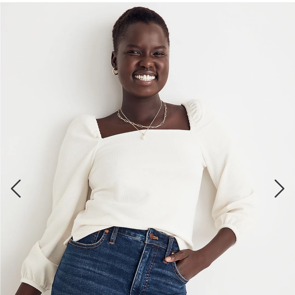 NWOT Madewell Crepe Square Neck Puff Sleeve Top